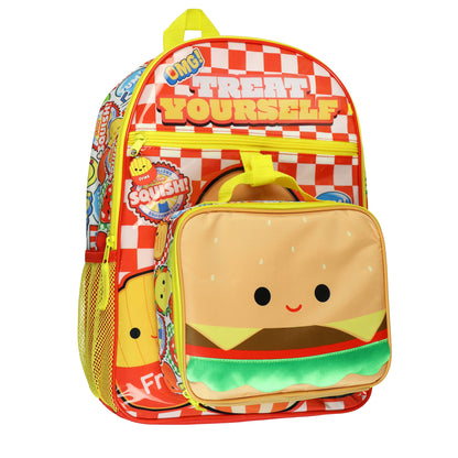 Squishmallows Backpack 16" Treat Yourself! 5 Piece Set with Detachable Lunch Box