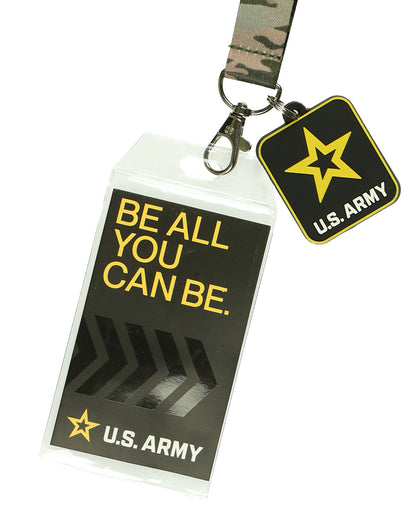 U.S. Army Lanyard Be All You Can Be Clear ID Badge Holder with Rubber Charm
