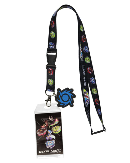 Beyblade X Lanyard Clear ID Badge Holder with Breakaway Clasp and Charm
