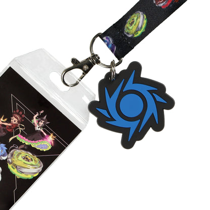 Beyblade X Lanyard Clear ID Badge Holder with Breakaway Clasp and Charm