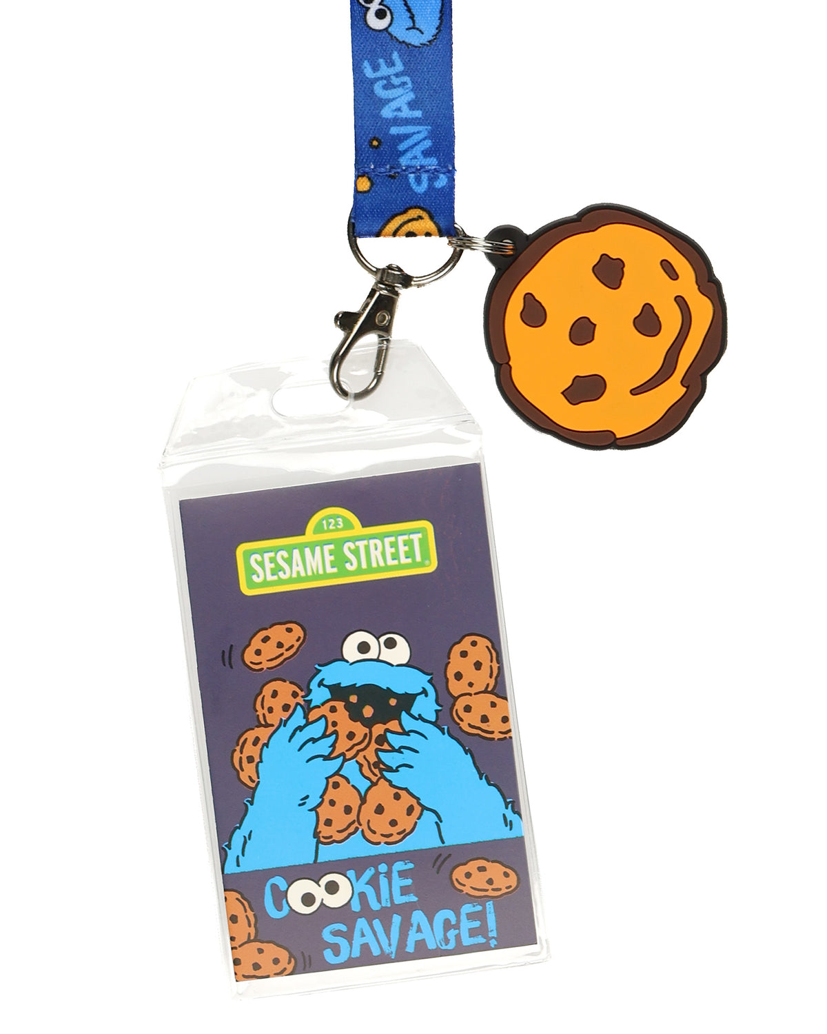 Sesame Street Lanyard Cookie Monster Breakaway Clear ID Badge Holder with Charm