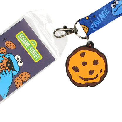 Sesame Street Lanyard Cookie Monster Breakaway Clear ID Badge Holder with Charm