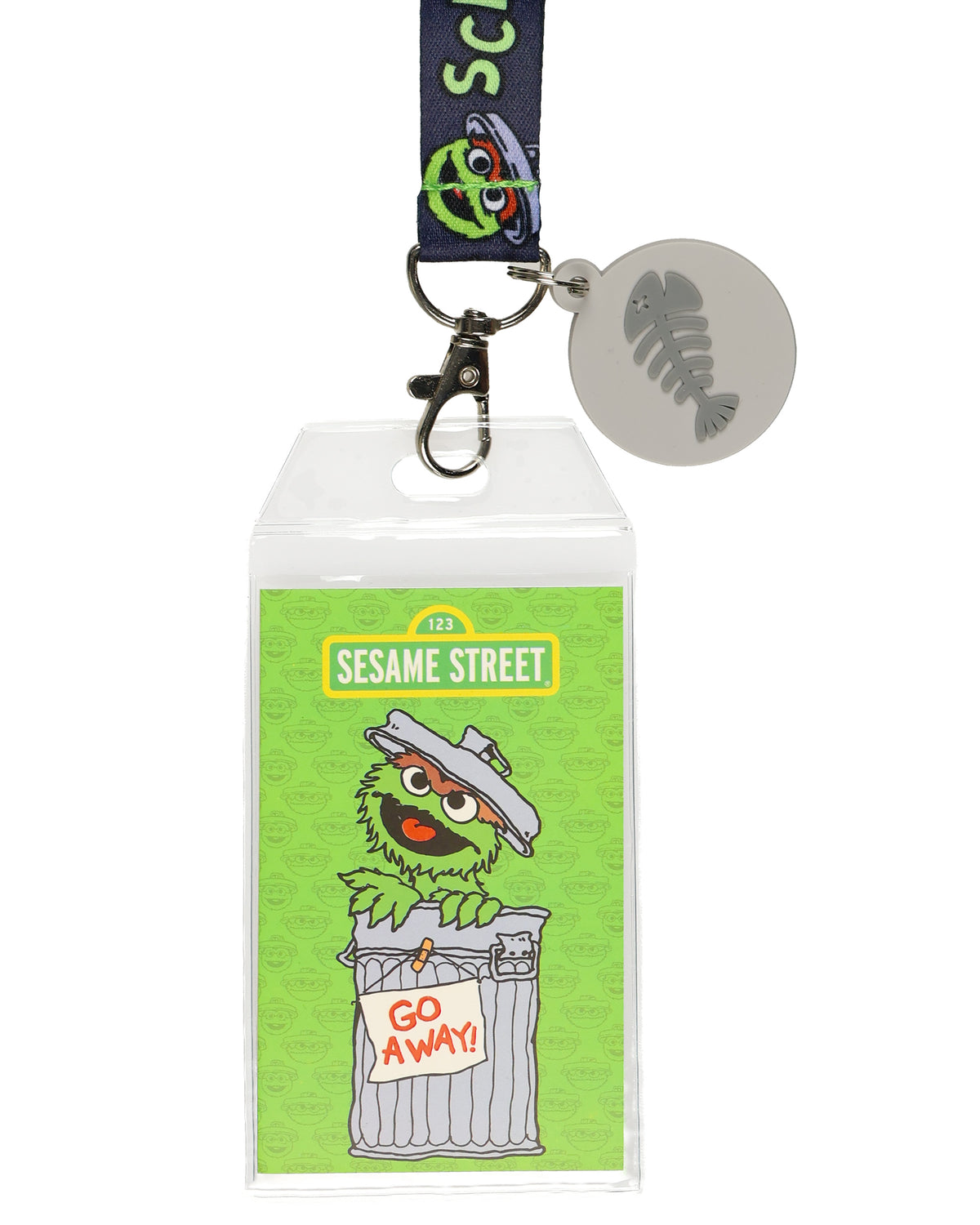 Sesame Street Lanyard Oscar the Grouch Breakaway Clear ID Badge Holder and Charm
