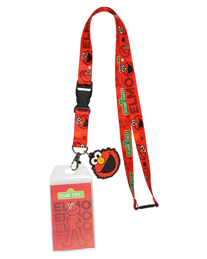 Sesame Street Lanyard Elmo Character Design Clear ID Badge Holder and Charm