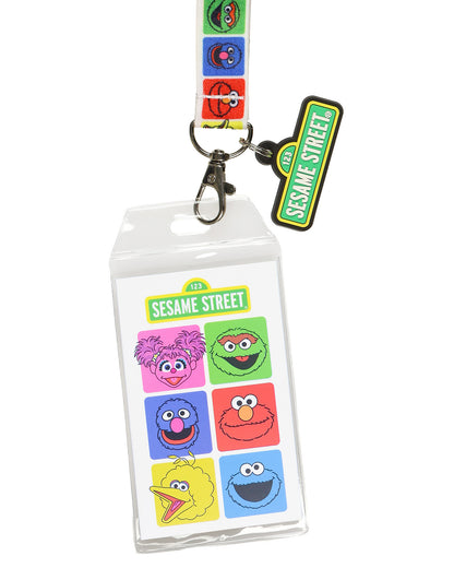 Sesame Street Lanyard Friendly Faces Breakaway Clear ID Badge Holder with Charm