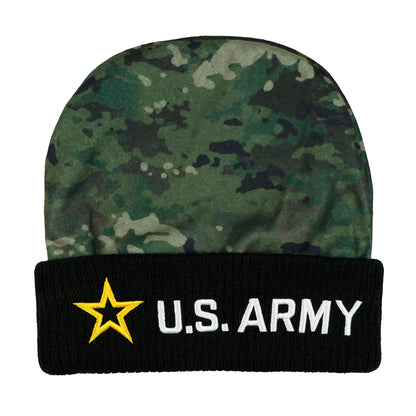 U.S. Army Beanie Star Logo Design with Camo Overlay Adult Knit Hat, OSFM