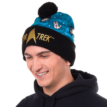 Star Trek Beanie Mr. Spock Adult Pom Pom Cuff Knit Hat, OSFM