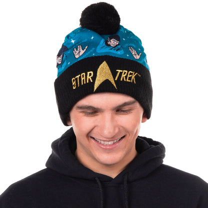Star Trek Beanie Mr. Spock Adult Pom Pom Cuff Knit Hat, OSFM