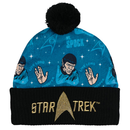 Star Trek Beanie Mr. Spock Adult Pom Pom Cuff Knit Hat, OSFM