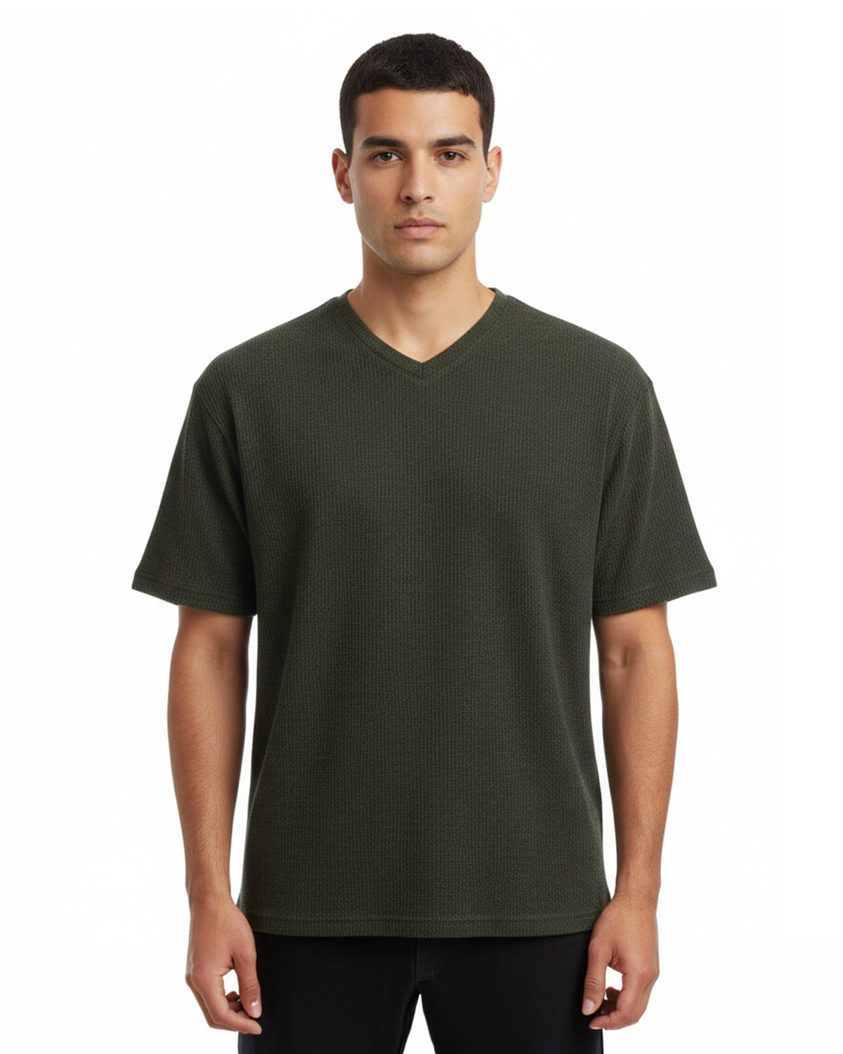 Intimo Men's Ribbed V-Neck Short Sleeve Shirt Top