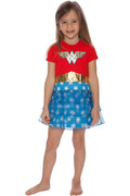 DC Comics Girls Wonder Woman Gold Foil Logo 3 Tiered Costume Pajama Nightgown