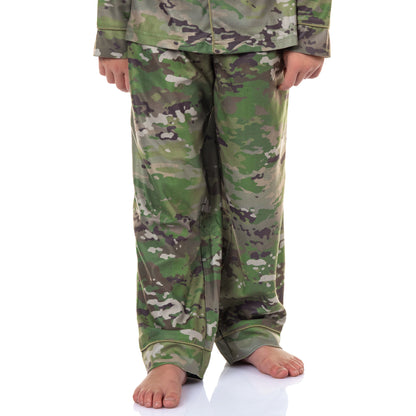 U.S. Army Pajamas Boys' 2-Piece Coat Front Flannel Lounge Sleep Set