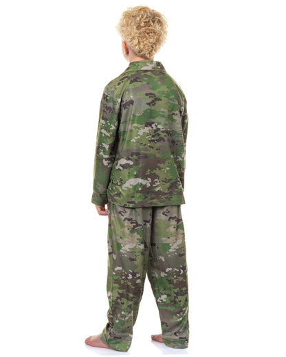 U.S. Army Pajamas Boys' 2-Piece Coat Front Flannel Lounge Sleep Set