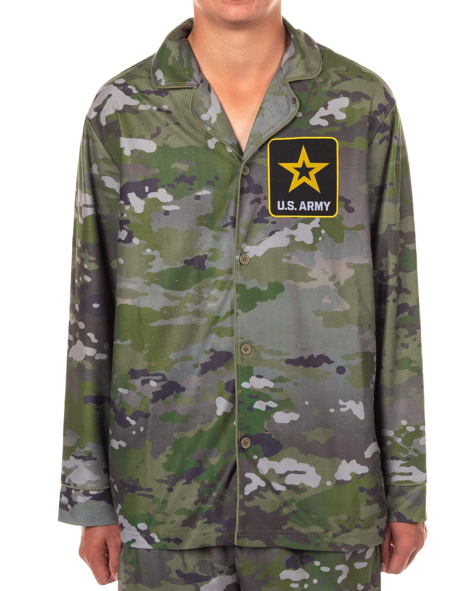 U.S. Army Pajamas Men's Camo 2-Piece Coat Front Lounge Sleep Set