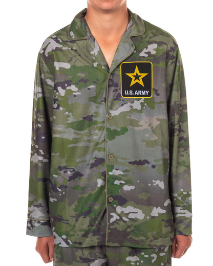 U.S. Army Pajamas Men's Camo 2-Piece Coat Front Lounge Sleep Set