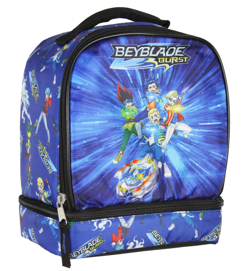 Beyblade Burst Spinner Top Anime Characters Dual Compartment Insulated Lunch Box Bag Tote