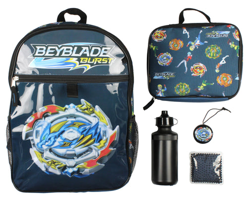 Beyblade Burst Spinner Tops  Backpack Lunch Bag Water Bottle Ice Pack 5 PC Mega Set