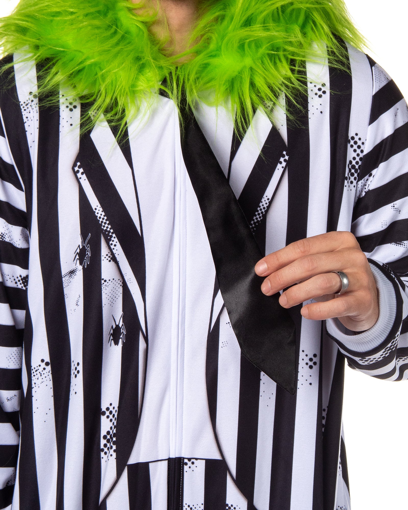 Beetlejuice Mens' Halloween Movie Character Union Suit Costume Sleep Pajama For Adults