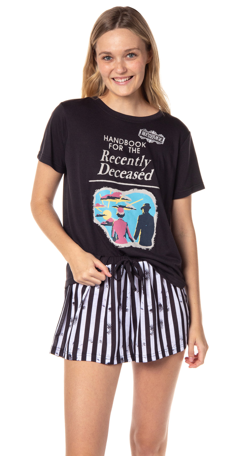 Beetlejuice Womens' Handbook For The Recently Deceased Sleep Pajama Set Shorts (X-Large)