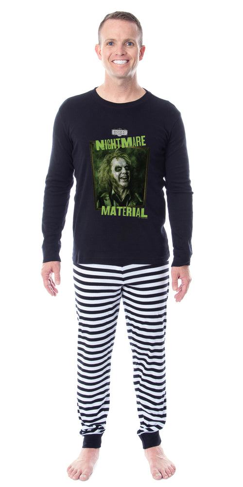 Beetlejuice Unisex Nightmare Material Striped Pajama Set For Adults