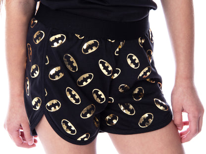 DC Comics Girls' Batman Gold Foil Logo Racerback Tank and Shorts Loungewear Sleep Pajama Set