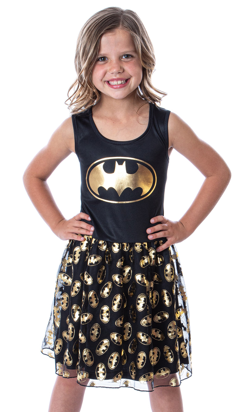 DC Comics Girl's Batman Logo Tank Nightgown Costume Pajama Dress