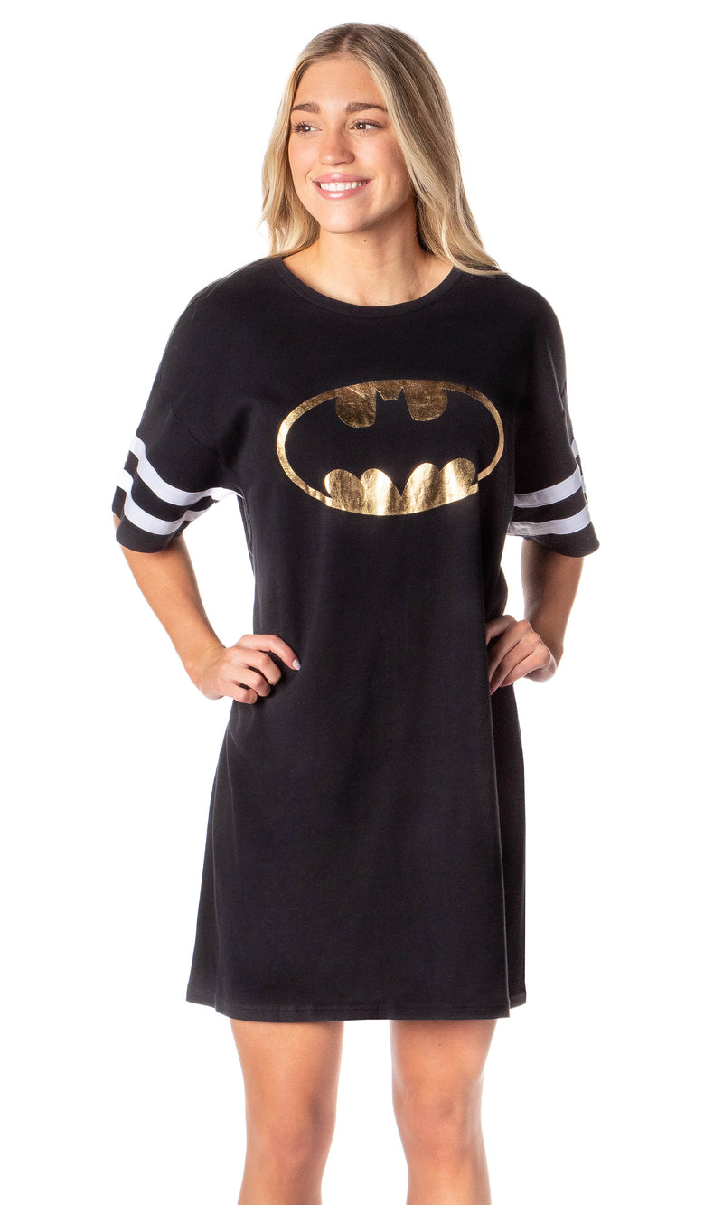 DC Comics Womens' Batman Classic Symbol Nightgown Pajama Shirt Dress
