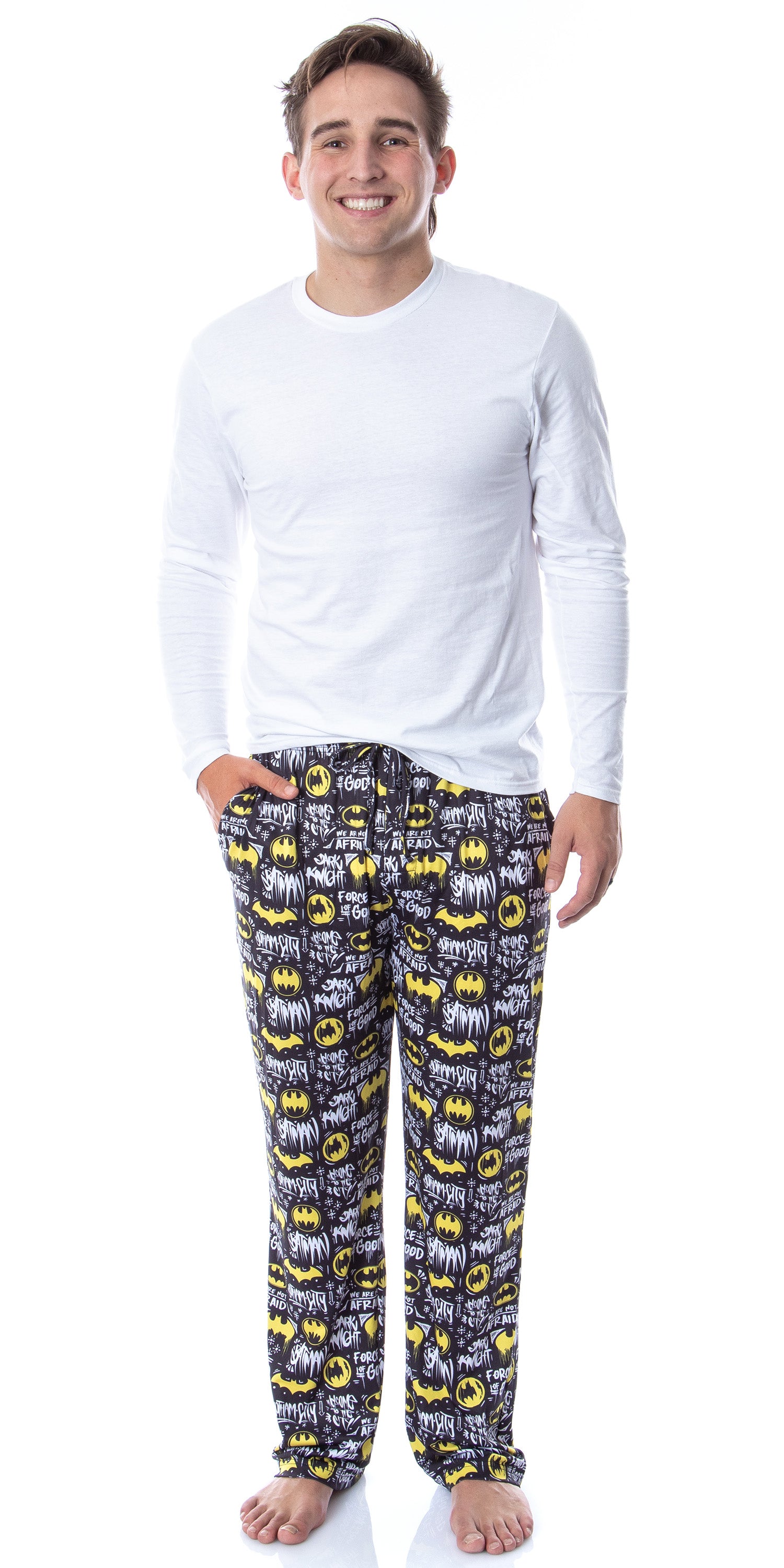 DC Comics Mens' Batman Dark Knight We Are Not Afraid Sleep Pajama Pants
