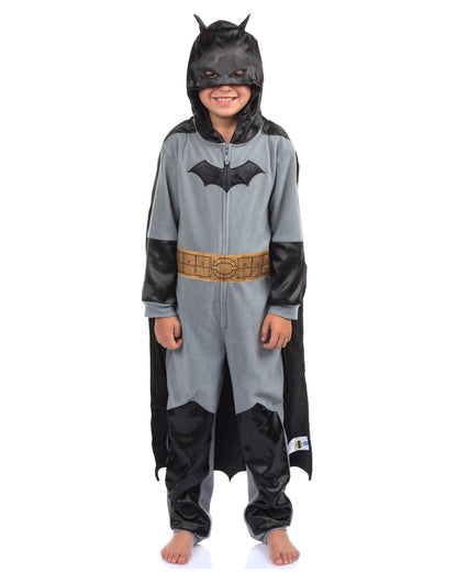 Batman Boy's Costume Union Suit One Piece Pajama With Mask Hood and Cape For Kids