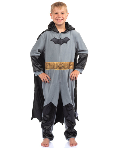Batman Boy's Costume Union Suit One Piece Pajama With Mask Hood and Cape For Kids