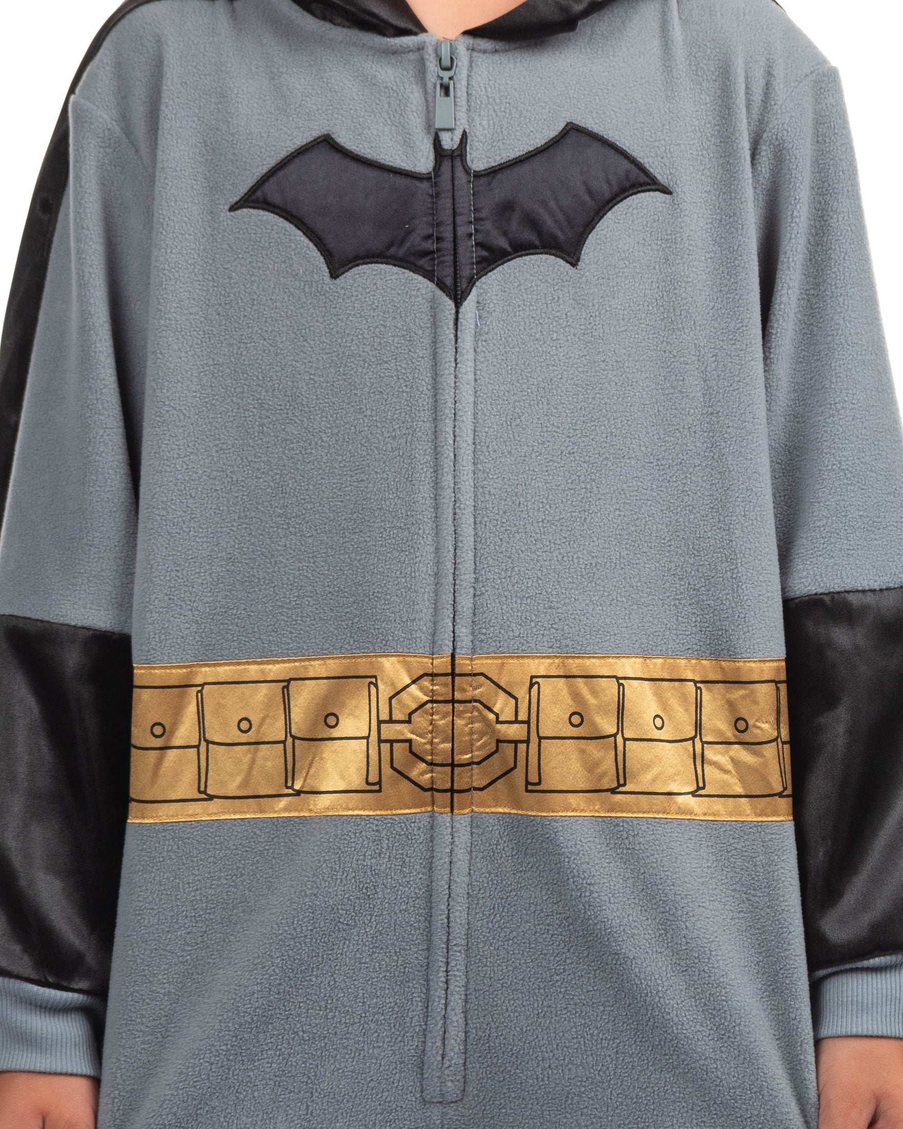 Batman Boy's Costume Union Suit One Piece Pajama With Mask Hood and Cape For Kids