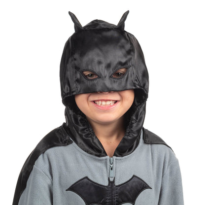 Batman Boy's Costume Union Suit One Piece Pajama With Mask Hood and Cape For Kids