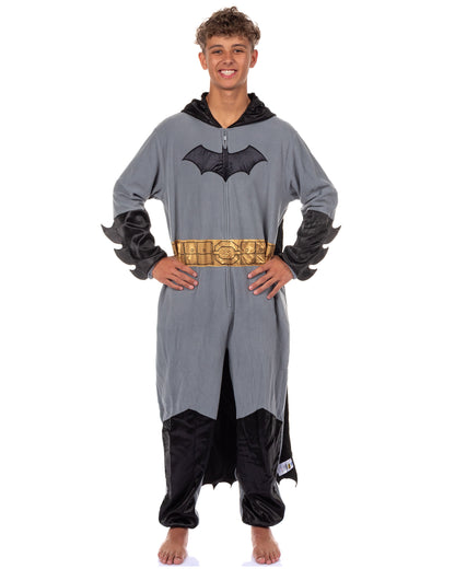 Batman Costume Union Suit Onesie One Piece Pajama Outfit With Mask Hood and Cape