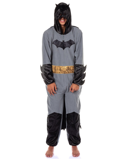 Batman Costume Union Suit Onesie One Piece Pajama Outfit With Mask Hood and Cape