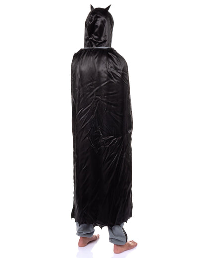 Batman Costume Union Suit Onesie One Piece Pajama Outfit With Mask Hood and Cape