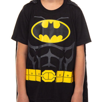 DC Comics Batman Pajamas Boys' 3PC Shirt Pant Set Detachable Cape