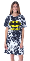 DC Comics Batman Womens' Bat Symbol Nightgown Sleep Pajama Shirt Tie-Dye (Small)