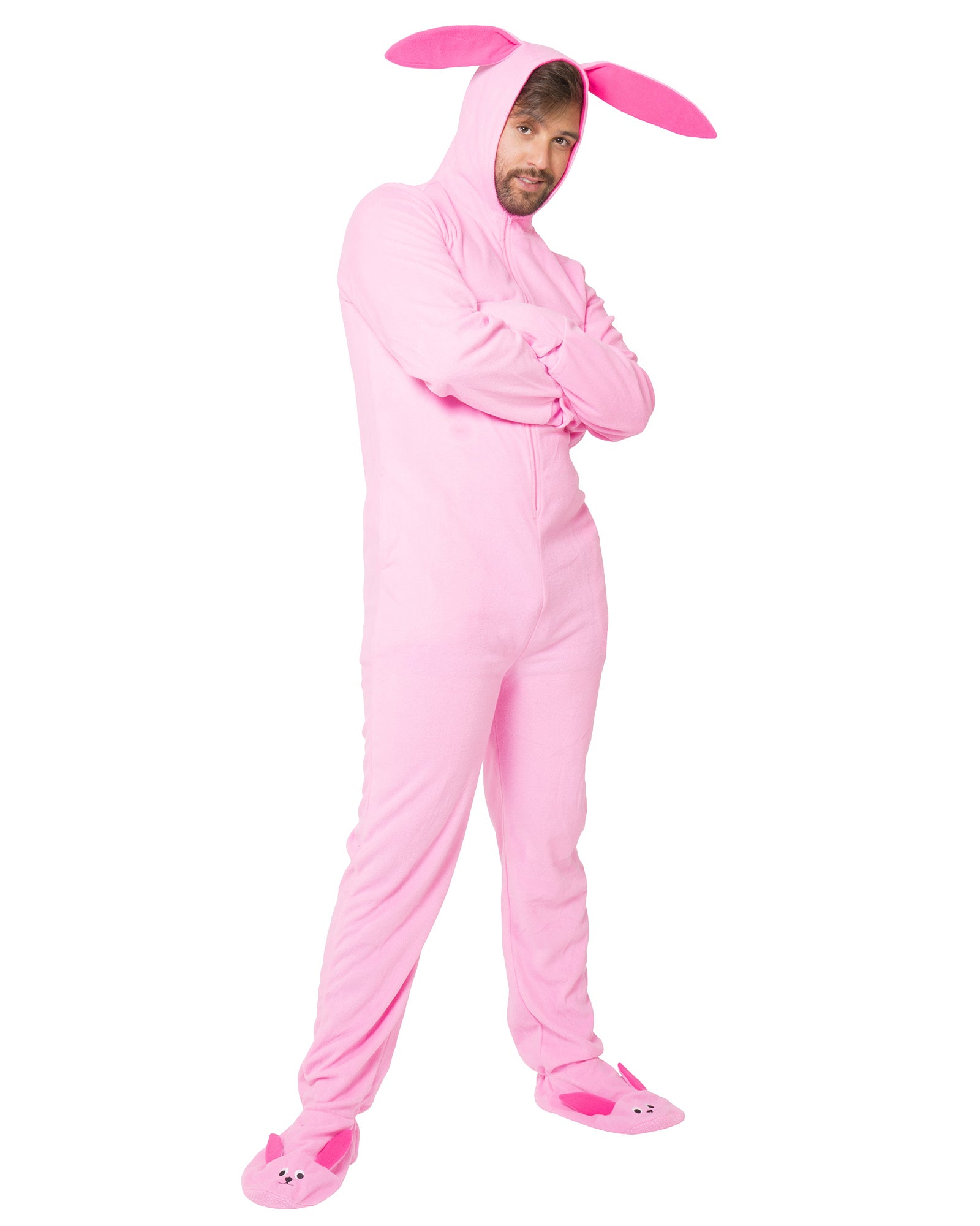 INTIMO A Christmas Story Men's Ralphie Deranged Pink Bunny Suit Hooded Costume Union Suit