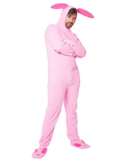 INTIMO A Christmas Story Men's Ralphie Deranged Pink Bunny Suit Hooded Costume Union Suit