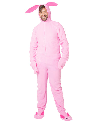 INTIMO A Christmas Story Men's Ralphie Deranged Pink Bunny Suit Hooded Costume Union Suit