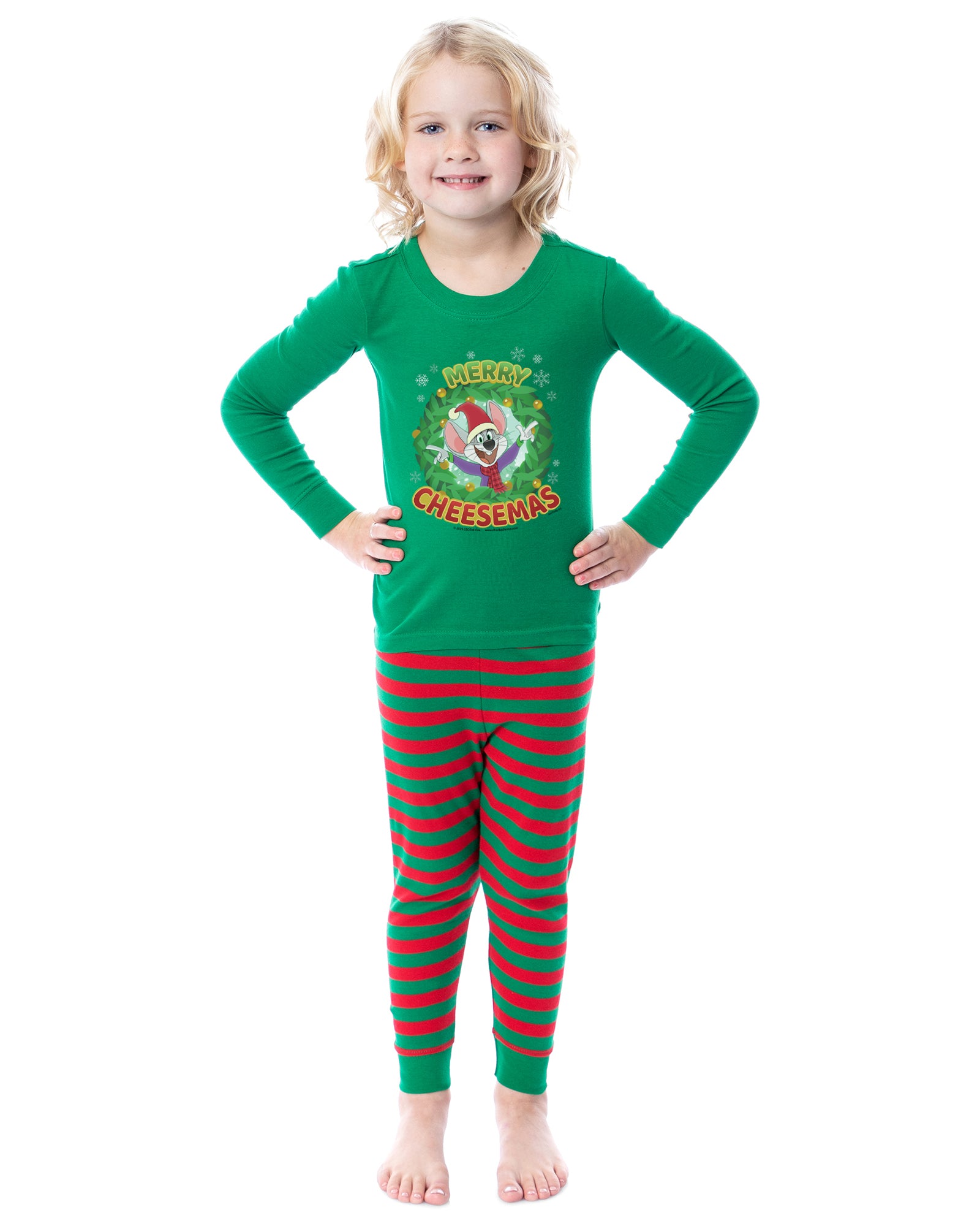 Chuck E. Cheese Christmas Merry Cheesemas 2 Piece Long Sleeve Family Pajama Set