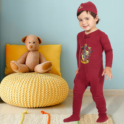 Intimo Baby Pajamas Set Footed Jammies Beanie Hogwarts House Gryffindor