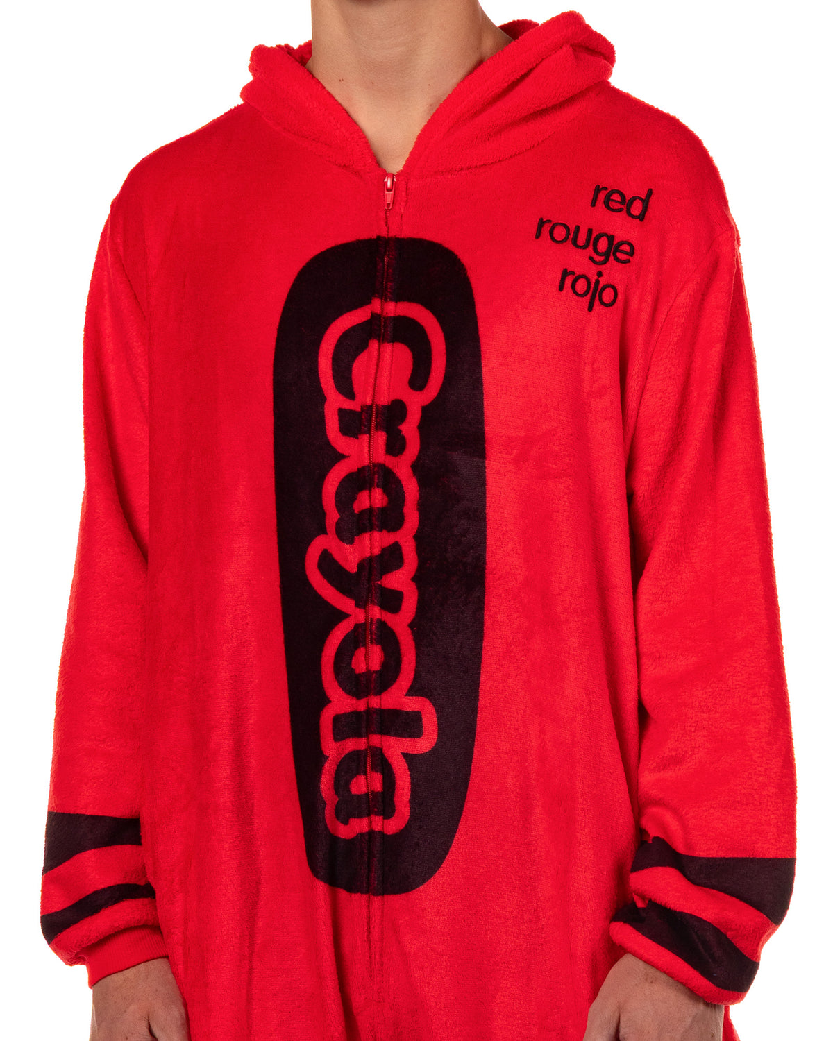 Crayola Crayon Union Suit Adult Hooded Costume One Piece Pajama for Men and Women (Red, XXS/XS)