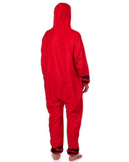 Crayola Crayon Union Suit Adult Hooded Costume One Piece Pajama for Men and Women (Red, L/XL)