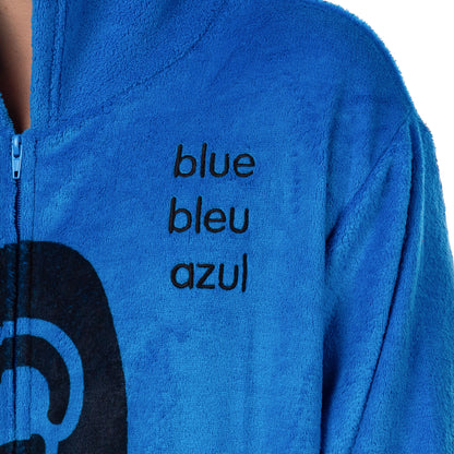 Crayola Crayon Union Suit Adult Hooded Costume One Piece Pajama for Men and Women (Blue, L/XL)