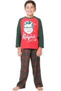 A Christmas Story Boys Ralphie Glasses Triple Dog Dare You Christmas Holiday Plaid Pajama Set, Green, 8