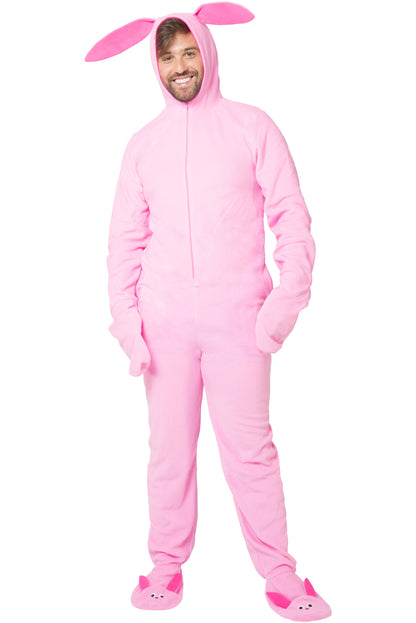 INTIMO A Christmas Story Men's Ralphie Deranged Pink Bunny Suit Hooded Costume Union Suit