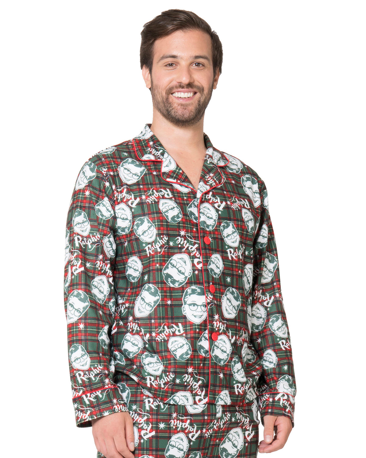 Christmas Story Pajamas Men's Ralphie Coat Front Lounge Sleep Set