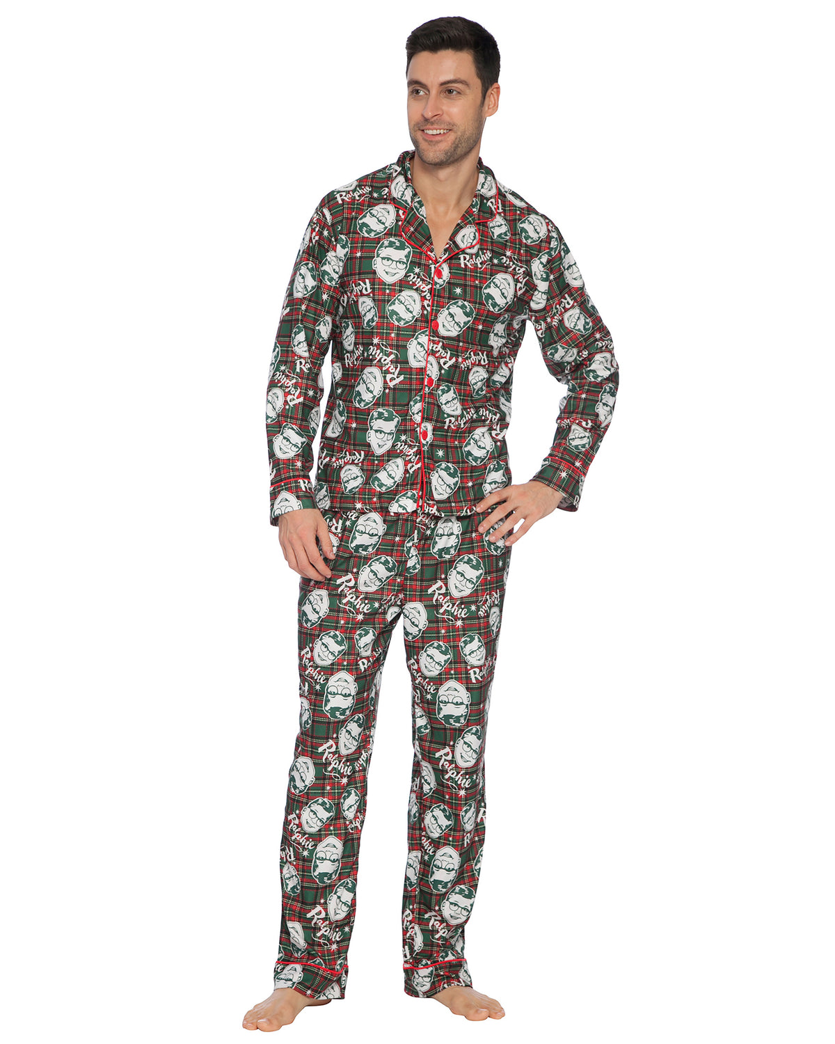 Christmas Story Pajamas Men's Ralphie Coat Front Lounge Sleep Set