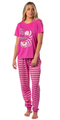 Disney Womens' Alice in Wonderland Cheshire Cat Jogger Sleep Pajama Set